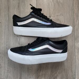 Iridescent Leather Vans Platform Sneakers